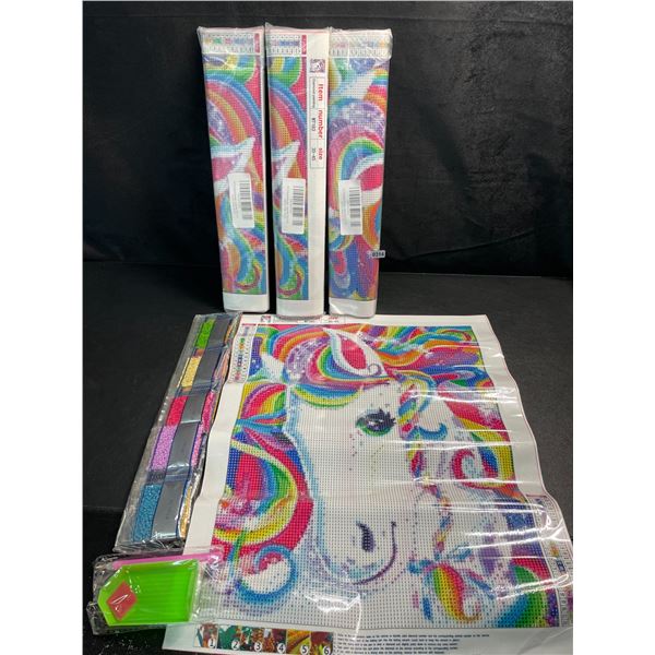 4 Diamond Art/Diamond-Dot Painting Kits - Unicorn Design -Brand New