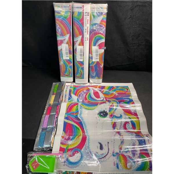 4 Diamond Art/Diamond-Dot Painting Kits - Unicorn Design -Brand New