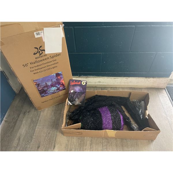 1 Giant 50" Size Halloween Spider Decoration - For Indoor/Outdoor Use w/ LED Lights - New/Open Box