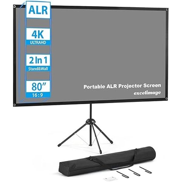 1 Portable Projector Screen with Stand - 80 Inch - 16:9 Outdoor Projector Screen; Easy Setup - NEW!