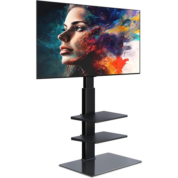 1 Glass 3-Tier TV Stand with TV Mount for 32" to 65" TV's - NEW IN BOX! (Assembly Req'd)