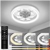 Image 1 : 1 Flush Mount 20" White Low-Profile Modern Ceiling Fan Light with Remote - 6 Wind Speeds - NEW