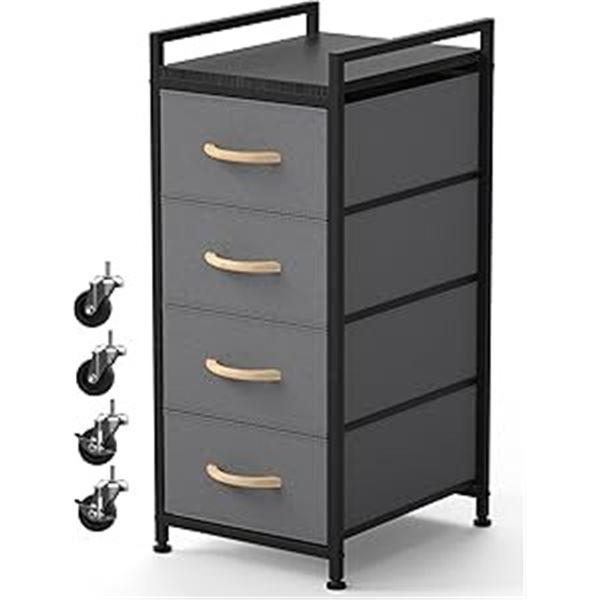 1 4-Tier Drawer Nightstand/Storage Organizer w/ Fabric Drawers & Wood Top - New! (Assembly Req'd)