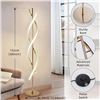 Image 5 : 1 Adisun 40W LED Abstract/Spiral Floor Lamp with Remote Control - Gold; 60" Size - New in Box!