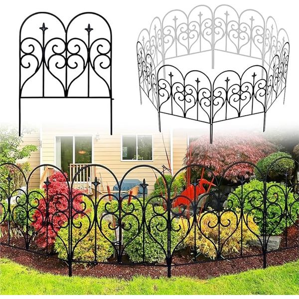 1 Box of Decorative Metal Garden Fences - 5 Panels (32" Height x 10FT Combined Length) - New in Box!