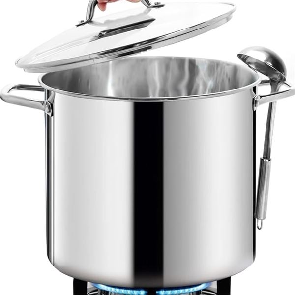 1 Homichef Large Stainless Steel Stock Pot - 24 Quart with Lid - Heavy-Duty Cooking Pot - NEW IN BOX