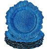 Image 1 : 12-Pack of Blue Plastic Round Ruffled Trim Dinner Plates - 13" Size - New in Box