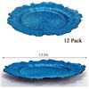 Image 2 : 12-Pack of Blue Plastic Round Ruffled Trim Dinner Plates - 13" Size - New in Box