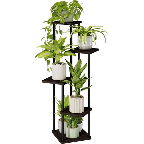 1 Bamworld 5-Tier Metal Plant Stand for Indoor Plants; Corner Plant Stand - 42" Tall - New in Box