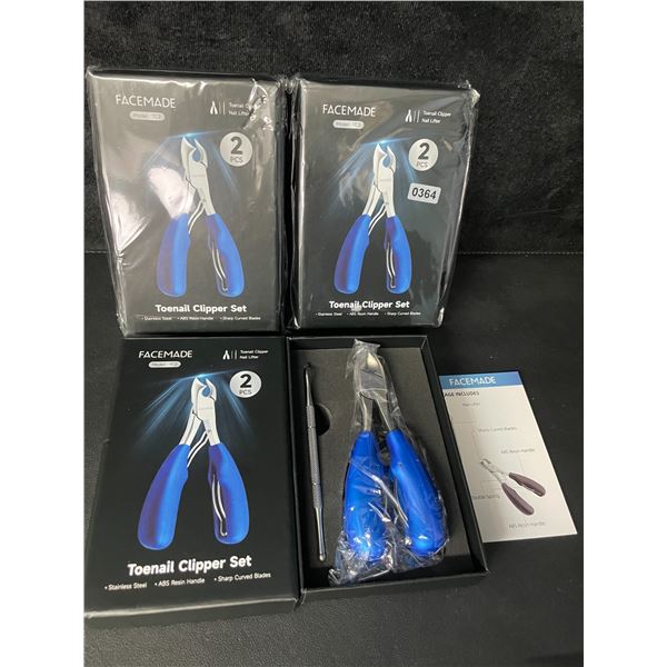 3 Facemade Heavy-Duty Toenail Clipper Sets - Includes Toenail Clipper & Nail Lifter Tool - New