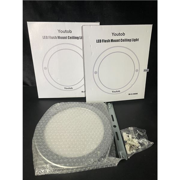 2 LED Flush Mount Ceiling Lights - Cool White 4000K - Brand New