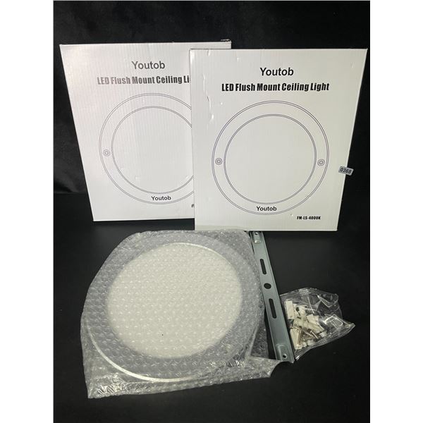 2 LED Flush Mount Ceiling Lights - Cool White 4000K - Brand New