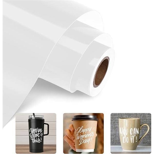 2 Large Rolls of Permanent Adhesive Vinyl - 12" x 15FT Per Roll - White - For DIY Crafts/Decor