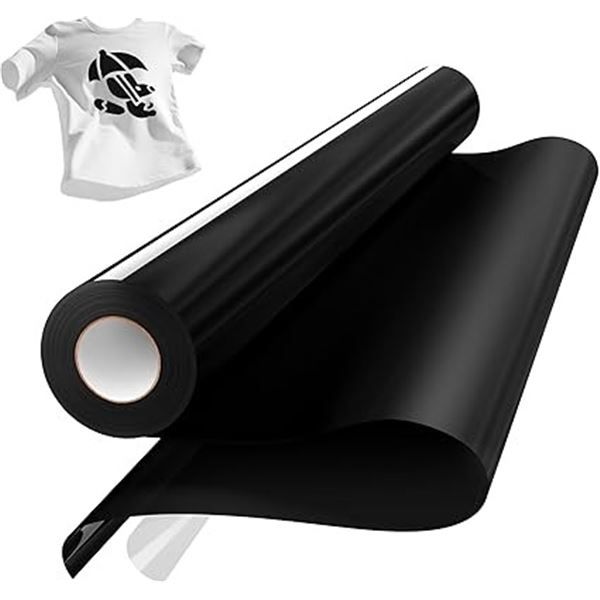 2 Large Rolls of Heat Transfer Vinyl - 12" x 20FT Per Roll - Black - For DIY Heat Press Crafts - New