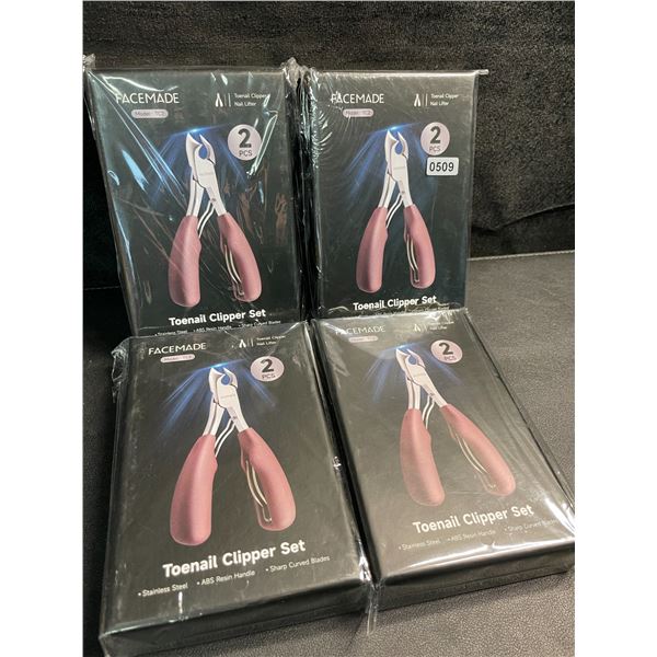 4 Facemade Heavy-Duty Toenail Clipper Sets - Includes Toenail Clipper & Nail Lifter Tool - New