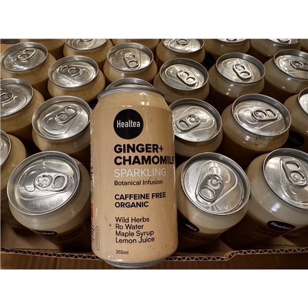 35 Single Cans of HealTea Ginger+Chamomile Sparkling Botanical Infusion Beverages - 355ml Each