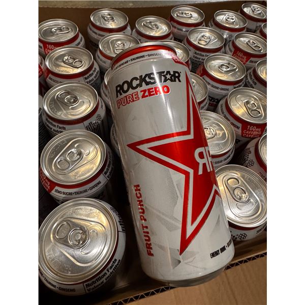 35 Single Cans of Rockstar Energy Drinks - Pure Zero Sugar Fruit Punch - 12 Cans (473ml each)