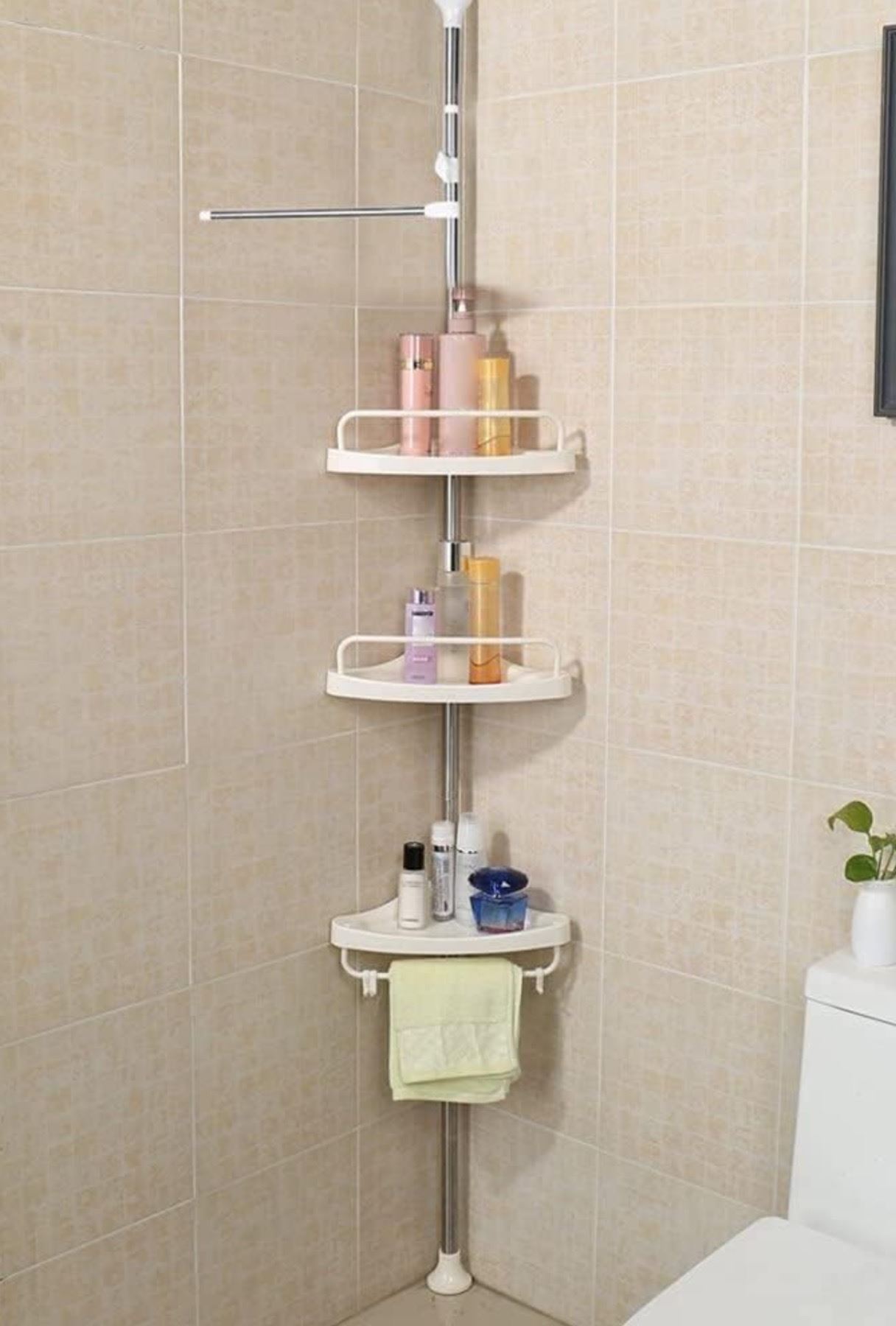 3 Tier Corner Bathroom Shelf - Ivory Colour - New