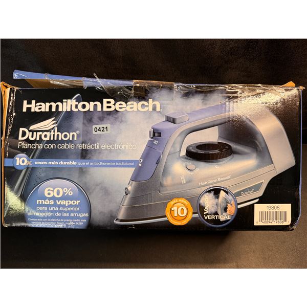Hamilton Beach Durathon Retractable Cord Steam Iron with Anti Drip - Open Box