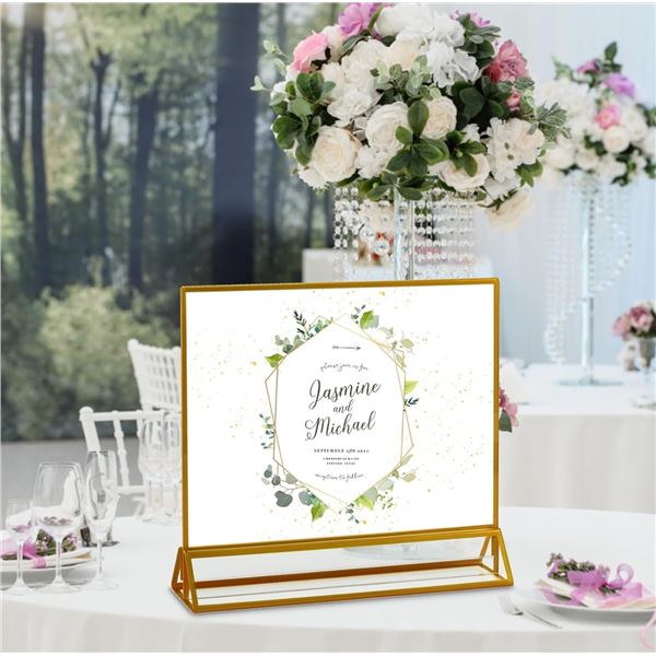 Gold Frame Acrylic Sign Holders - 6 Pack - New