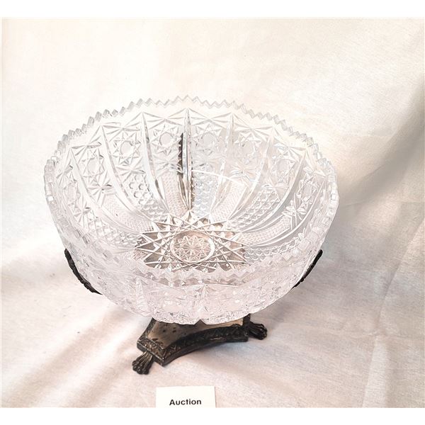 Crystal Bowl on Silver Plate Stand A