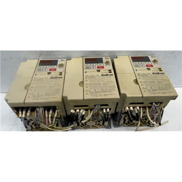 (3) Yaskawa #CIMR-V7AA21P6 Drives