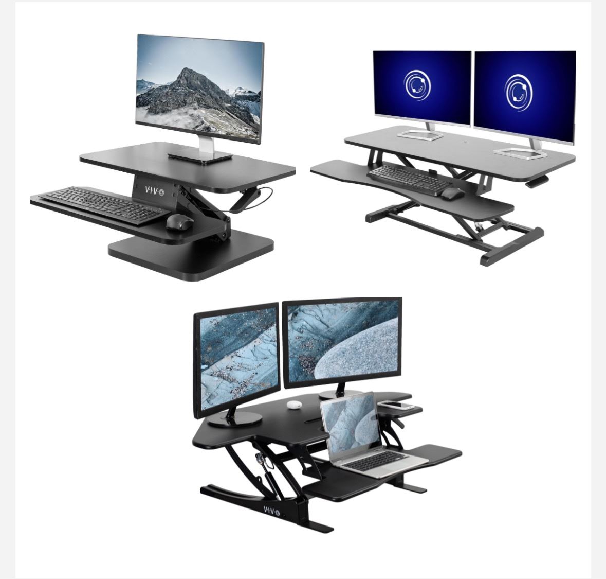 3 pc - Vivo desks - V000VC black corner desk riser / V001G black desk ...
