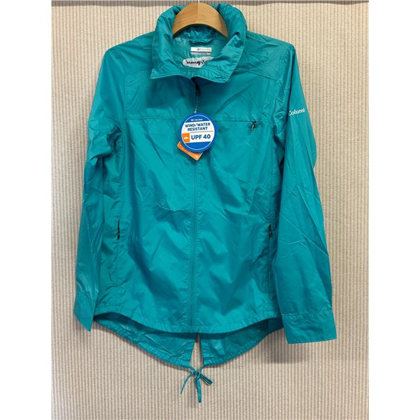 Women's Size S Columbia Aqua Windbreaker Jacket w/ Hidden Hoodie, UPF40