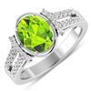 Image 1 : 14KT White Gold 1.6ctw Peridot and Diamond Ring