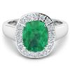 Image 3 : 14KT White Gold 2.5ct Zambian Emerald and Diamond Ring