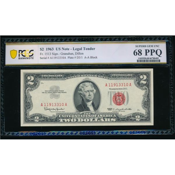 1963 $2 Legal Tender Note PCGS 68PPQ
