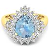 Image 2 : 14KT Yellow Gold 2.3ctw Aquamarine and Diamond Ring