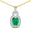 Image 1 : 14KT Yellow Gold 1.74ctw Zambian Emerald and Diamond Pendant