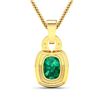 Image 2 : 14KT Yellow Gold 1.74ctw Zambian Emerald and Diamond Pendant