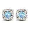 Image 1 : 14KT Yellow Gold 1.5ctw Aquamarine and Diamond Earrings