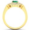 Image 4 : 14KT Yellow Gold 1ct Zambian Emerald and Diamond Ring
