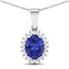 Image 1 : 14KT White Gold 1.15ctw Tanzanite and Diamond Pendant