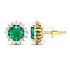 Image 4 : 14KT Yellow Gold 1.36ctw Zambian Emerald and Diamond Earrings