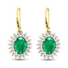 Image 3 : 14KT Yellow Gold 3.06ctw Zambian Emerald and Diamond Earrings