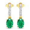 Image 1 : 14KT Yellow Gold 1.12ctw Zambian Emerald and Diamond Earrings