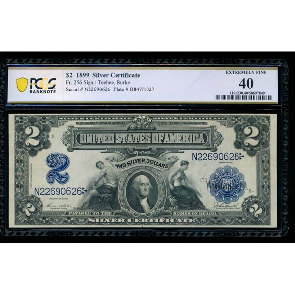 1899 $2 Mini Porthole Silver Certificate PCGS 40