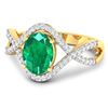 Image 2 : 14KT Yellow Gold 1ctw Zambian Emerald and Diamond Ring