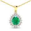 14KT Yellow Gold 2.85ctw Zambian Emerald and Diamond Pendant