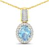 14KT Yellow Gold 1.4ctw Aquamarine and Diamond Pendant