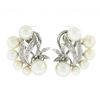 Image 6 : Vintage 14K White Gold Cultured Pearl & 0.25 ctw Diamond Flower Cluster Earrings