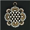 Image 2 : Antique Art Nouveau 14k Gold Seed Pearl White Blue Enamel Flower Brooch Pendant