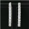 Image 5 : 14K White Gold Large 5 ctw In and Out Emerald Cut Diamond Oval Shape Hoop Earrin