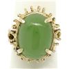 Image 3 : Vintage 14k Yellow Gold Translucent Cabochon Green Jade Twisted Wire Ring Sz 5.5