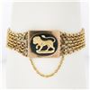 Image 2 : Antique Victorian 10k Gold 6 Strand Gate Link w/ Bloodstone & Gold Lion Bracelet