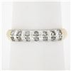 Image 1 : Estate 14K TT Gold 0.30 ctw Round Channel Diamond Domed Stack Wedding Band Ring
